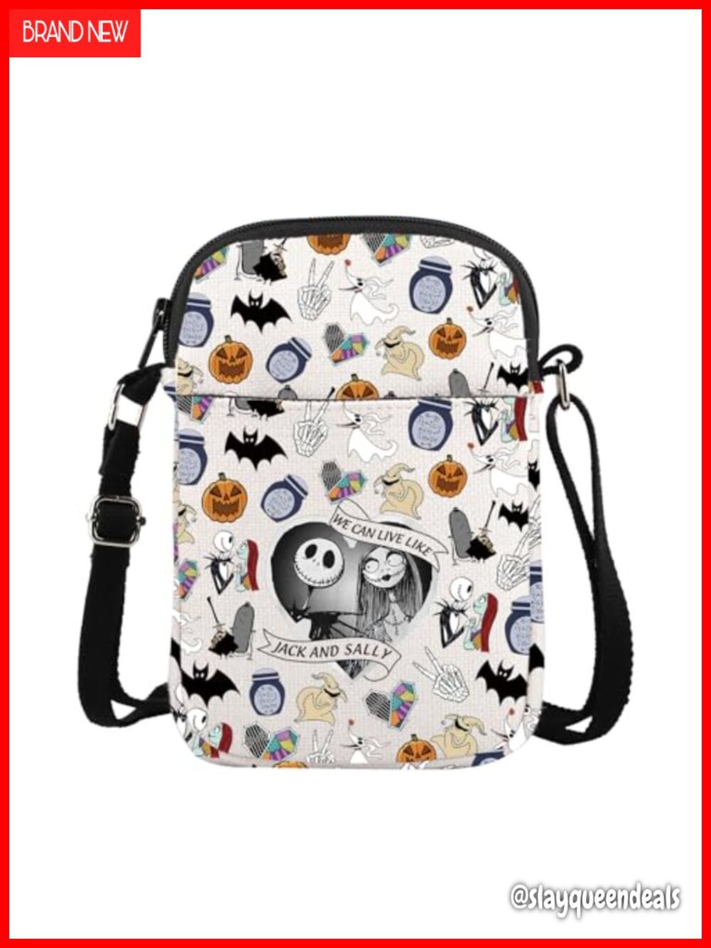 Canvas Crossbody Bag Horror Movie Fan Adjustable Strap Messenger